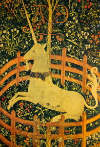 This is called "The Unicorn in Captivity," a detail from the seventh tapestry in the series, The Hunt for the Unicorn. I think we are all hunting for our own unicorn... -Photo by Jan Ketchel