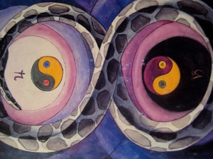 Yin & Yang; as within so without... - Detail from the Thoth Tarot Deck—2 of Disks—Change